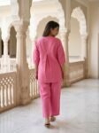 VEDEERA Pink Embroidered Cotton Co-Ord Set