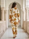 VEDEERA Stunning Cream & Mustard Floral Printed Cotton Co-Ord Set for Women