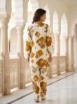 VEDEERA Stunning Cream & Mustard Floral Printed Cotton Co-Ord Set for Women