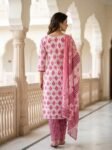Premium Pink Printed Cotton 3-Piece Salwar Suit Set for Women