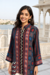 Midnight Indigo Tribal Print Crape Tunic for Women