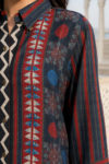 Midnight Indigo Tribal Print Crape Tunic for Women
