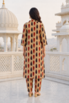 Sand Beige Geometric Print Cotton Kurta Palazzo Set for Women