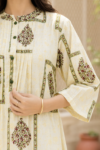 Ivory Floral Printed Mul Cotton Kurta Palazzo Set for Women