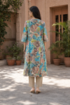 Aqua Bloom Printed Mul Cotton Kurta Palazzo Set for Women