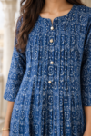 Indigo Floral Printed Cotton Kurta Palazzo Set for Women
