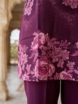 VEDEERA Elegant Purple Floral Printed Poly Silk Co-Ord Set for Women