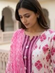 Premium Pink Printed Cotton 3-Piece Salwar Suit Set for Women