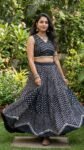 Stunning Midnight Chevron Block-Print Lehenga Choli Set