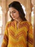 Mustard Yellow Chevron Printed Rayon Co-Ord Set for Women2
