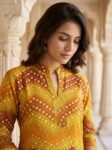 Mustard Yellow Chevron Printed Rayon Co-Ord Set for Women2
