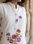 Premium White Floral Printed Linen Co-Ord Set for Women3