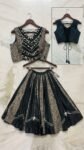 Vedeera Lifestyle Black Paisley Lehenga Choli Flat Lay