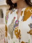 VEDEERA Stunning Cream & Mustard Floral Printed Cotton Co-Ord Set for Women