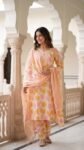 Elegant womens Cotton Floral Printed 3 Piece Salwar Suit Set with Dupatta