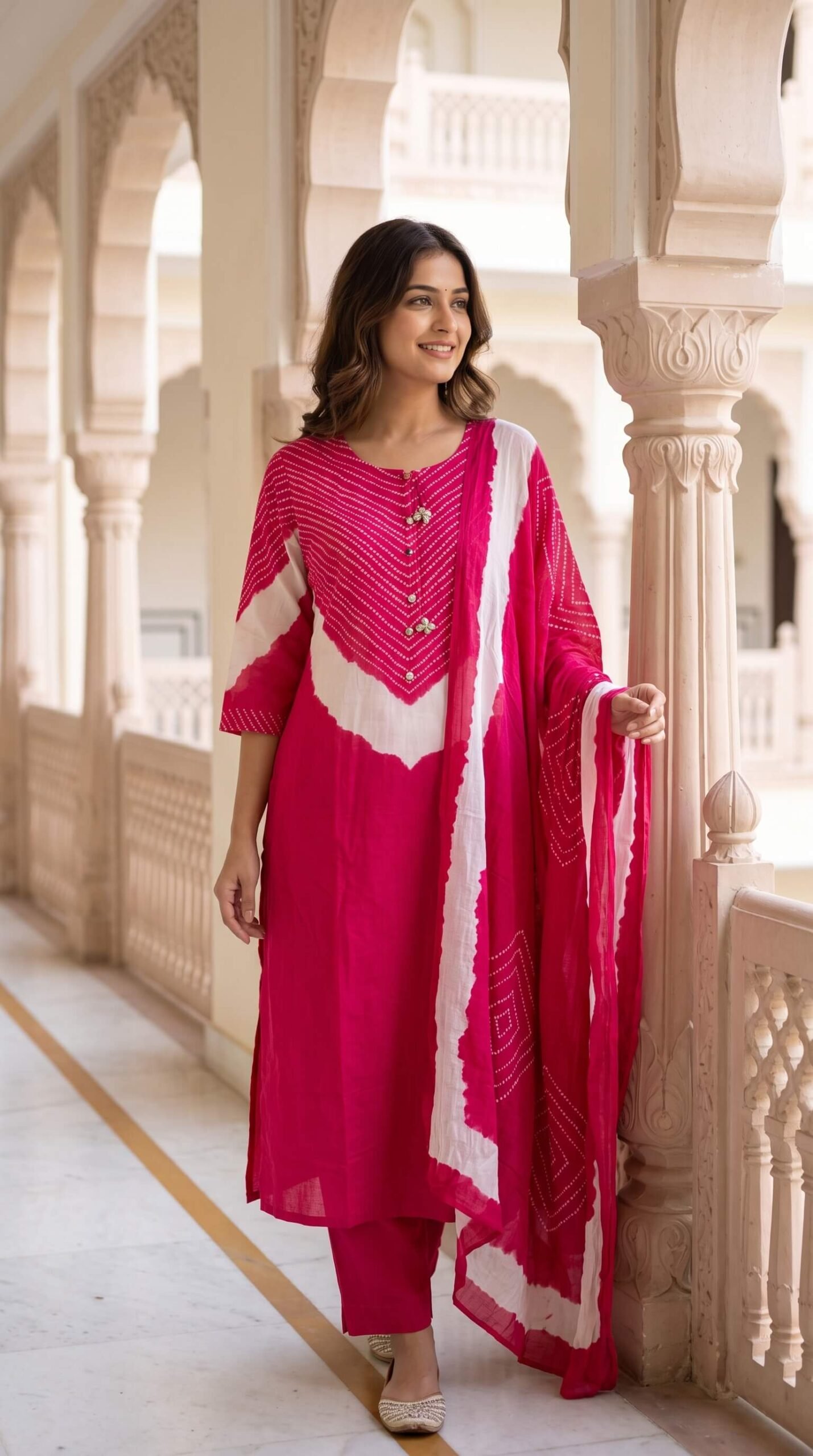 Elegant Women’s Pink Printed Cotton 3-Piece Kurta Set with Dupatta Elegant Women’s Pink Printed Cotton 3-Piece Kurta Set with Dupatta