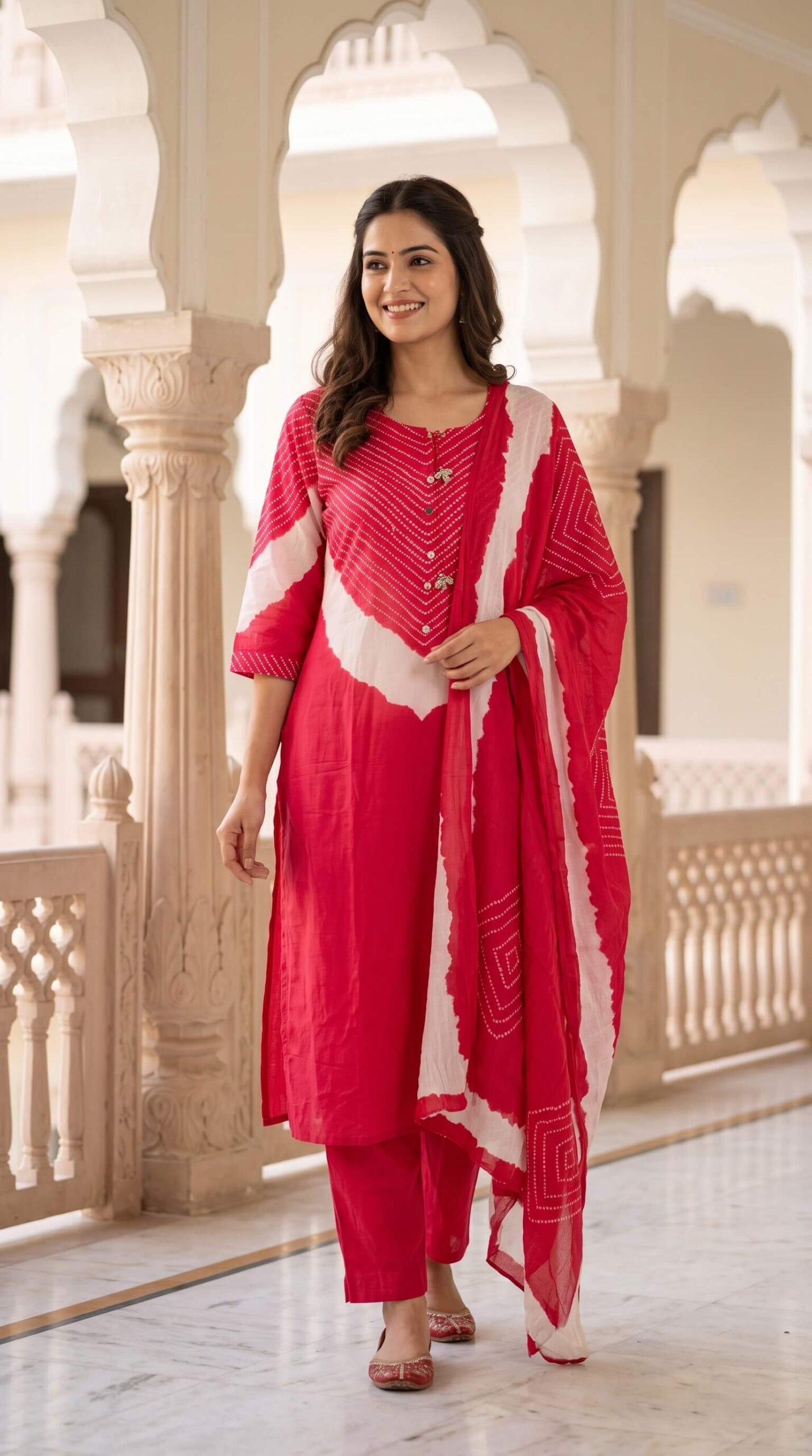 Elegant Women’s Pink Printed Cotton 3-Piece Kurta Set with Dupatta4 Elegant Women’s Pink Printed Cotton 3-Piece Kurta Set with Dupatta