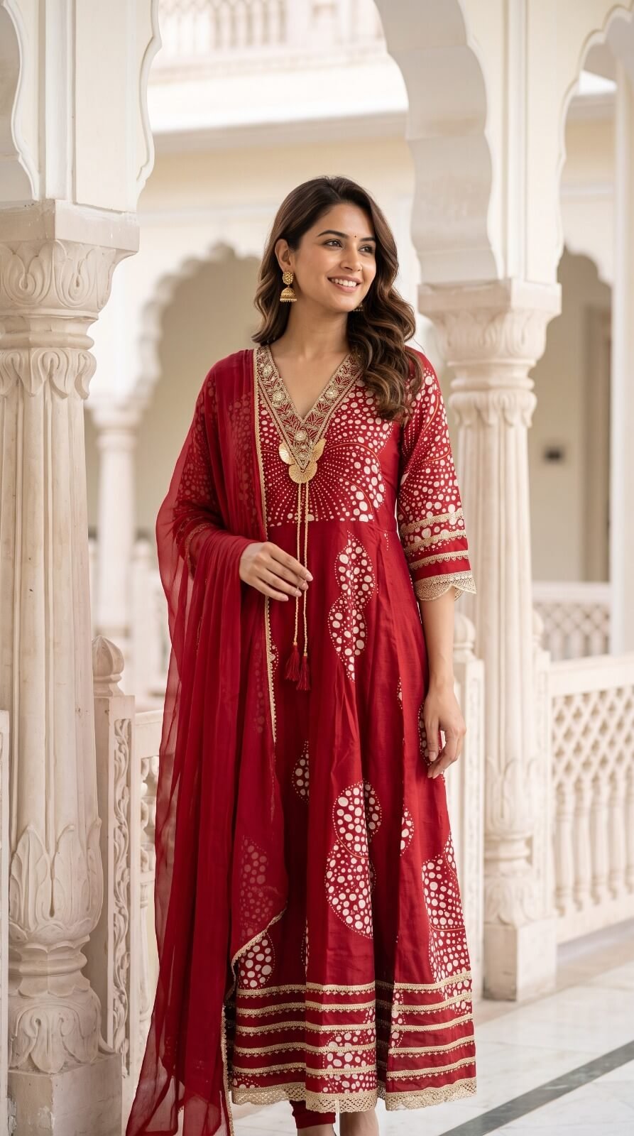 Luxurious Red Cotton Salwar Suit for Women Luxurious Red Cotton Salwar Suit for Women