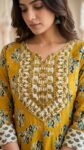 Premium Mustard Yellow Cotton Anarkali Salwar Suit Set with Dupatta