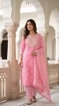 Stunning Pink Cotton Salwar Suit with Gota Patti Embroidery