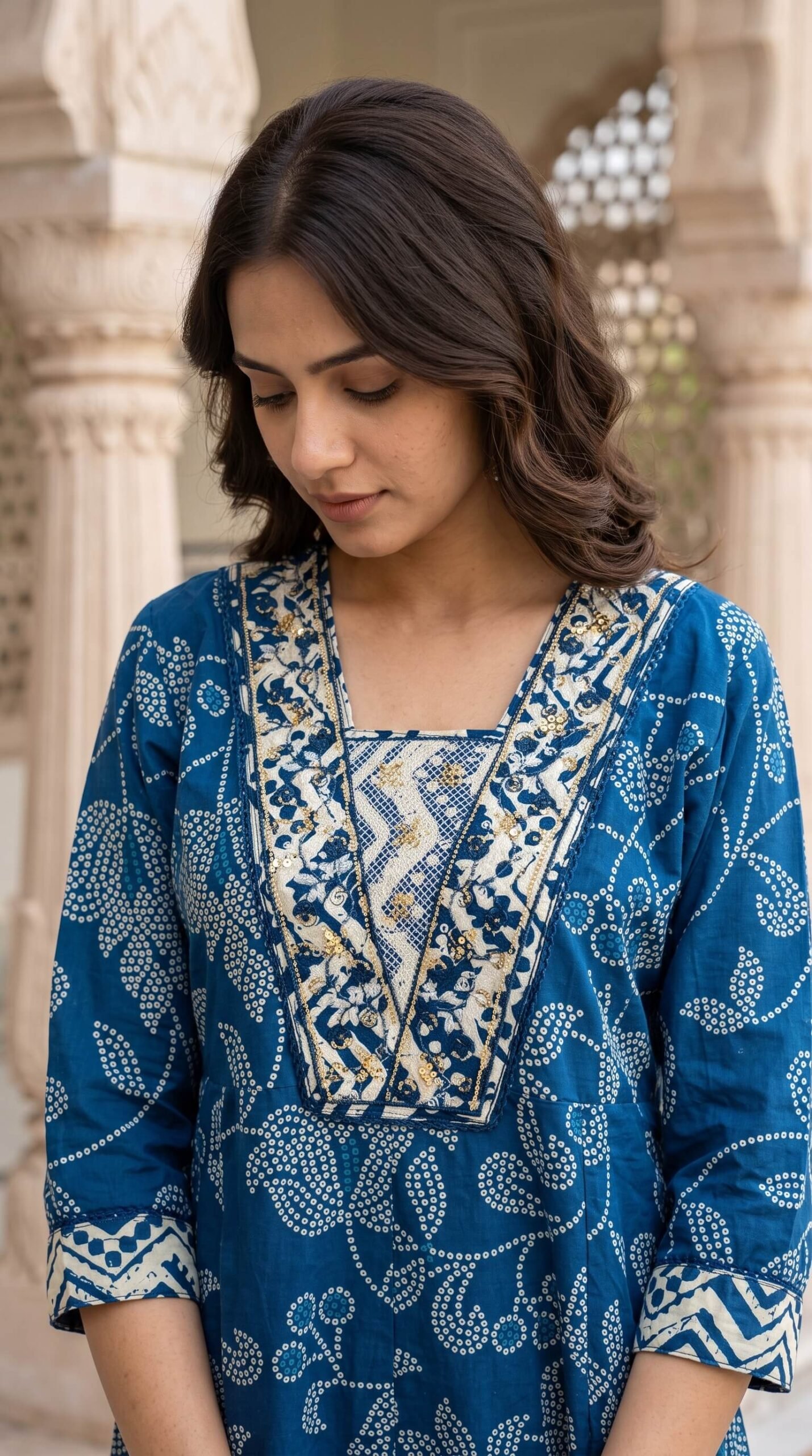 Women’s Blue Printed Cotton 3-Piece Ethnic Suit Set with Dupatta4 Women’s Blue Printed Cotton 3-Piece Ethnic Suit Set with Dupatta