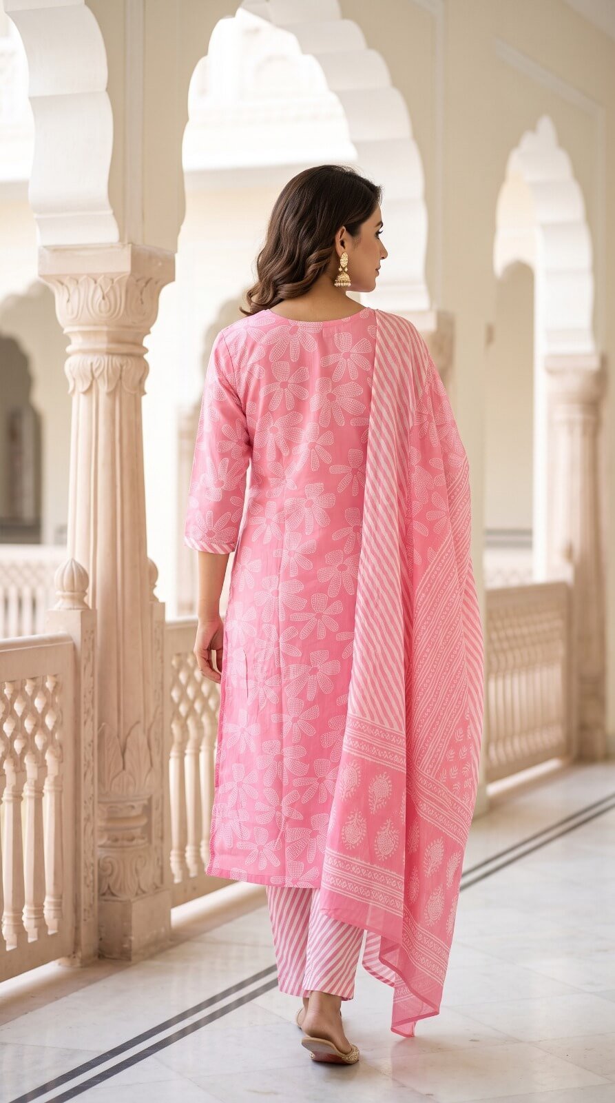 Stunning Pink Cotton Salwar Suit with Gota Patti Embroidery2